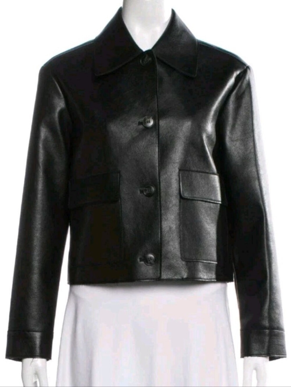 Jason Wu Women's Size Small Faux Leather Black Crop Jacket Msrp $228